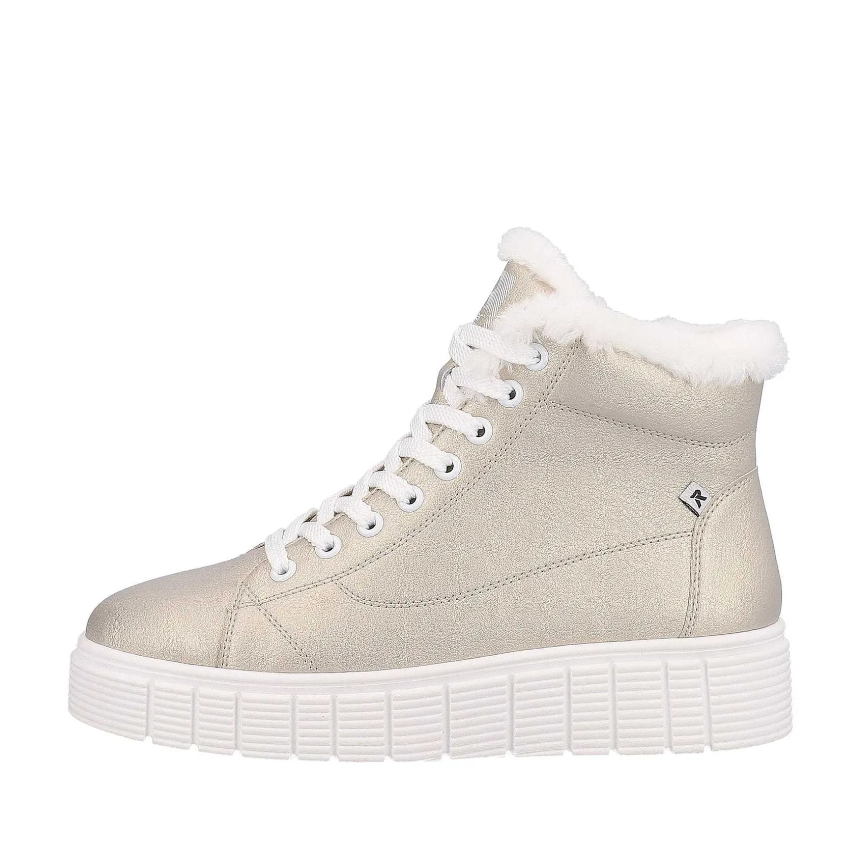 Rieker Women'S Sneaker High Glitter Gold Frost White
