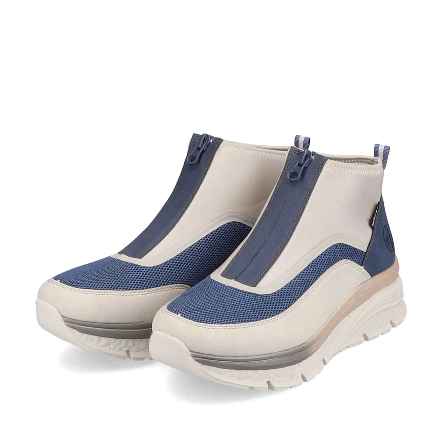 Rieker Women'S Sneaker High Light Beige-Denim Blue