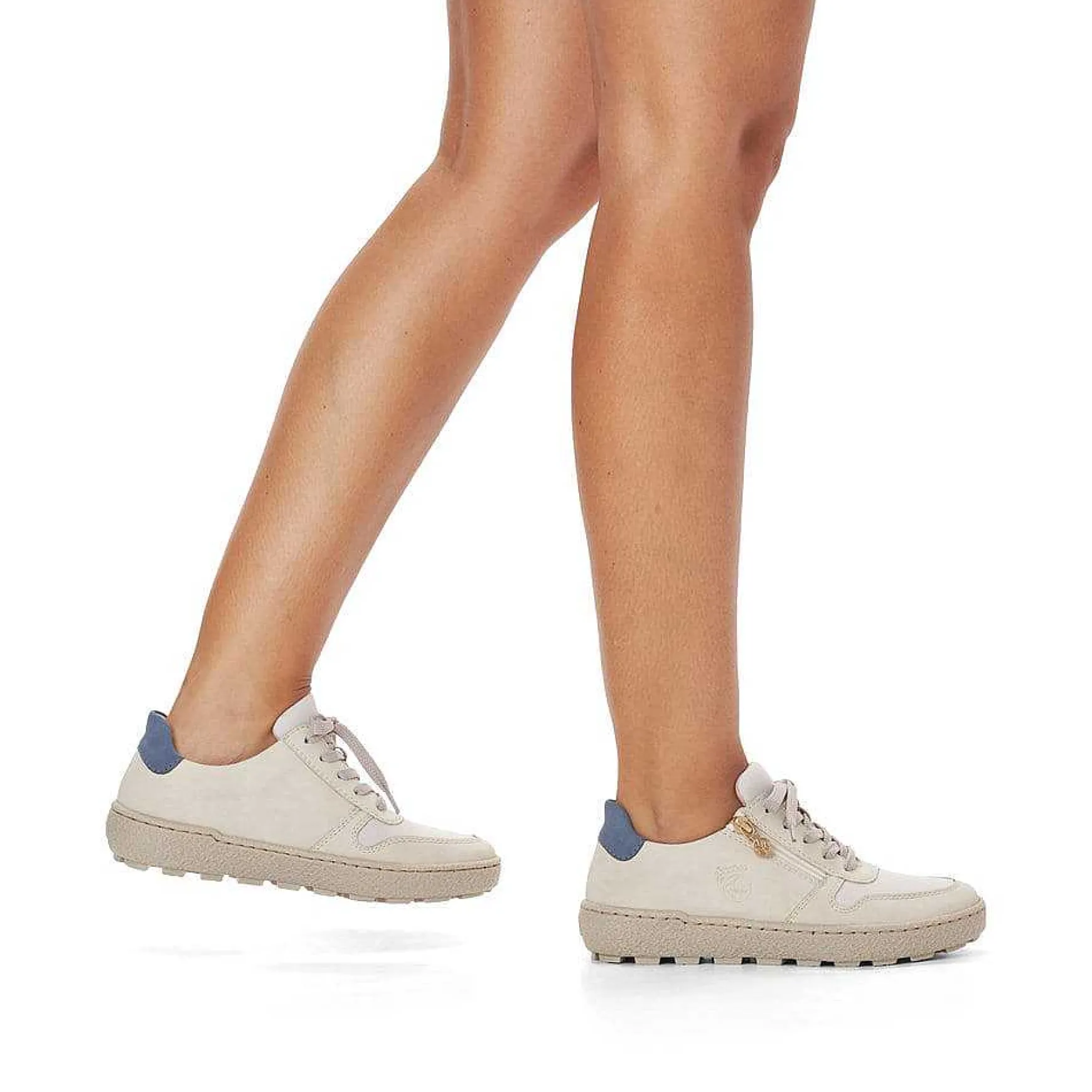 Rieker Women'S Sneaker Low Cream Beige-Royal Blue