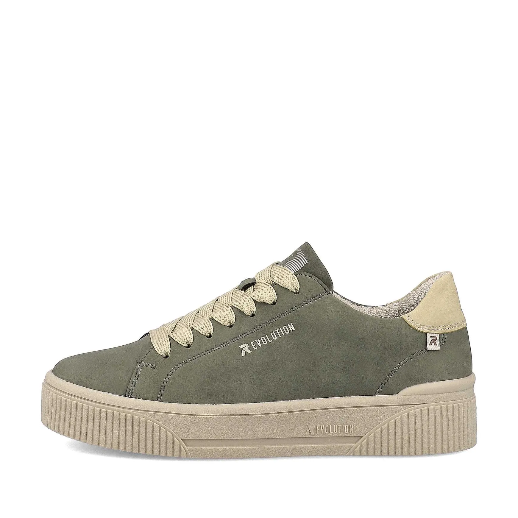 Rieker Women'S Sneaker Low Khaki-Green Cream-Beige