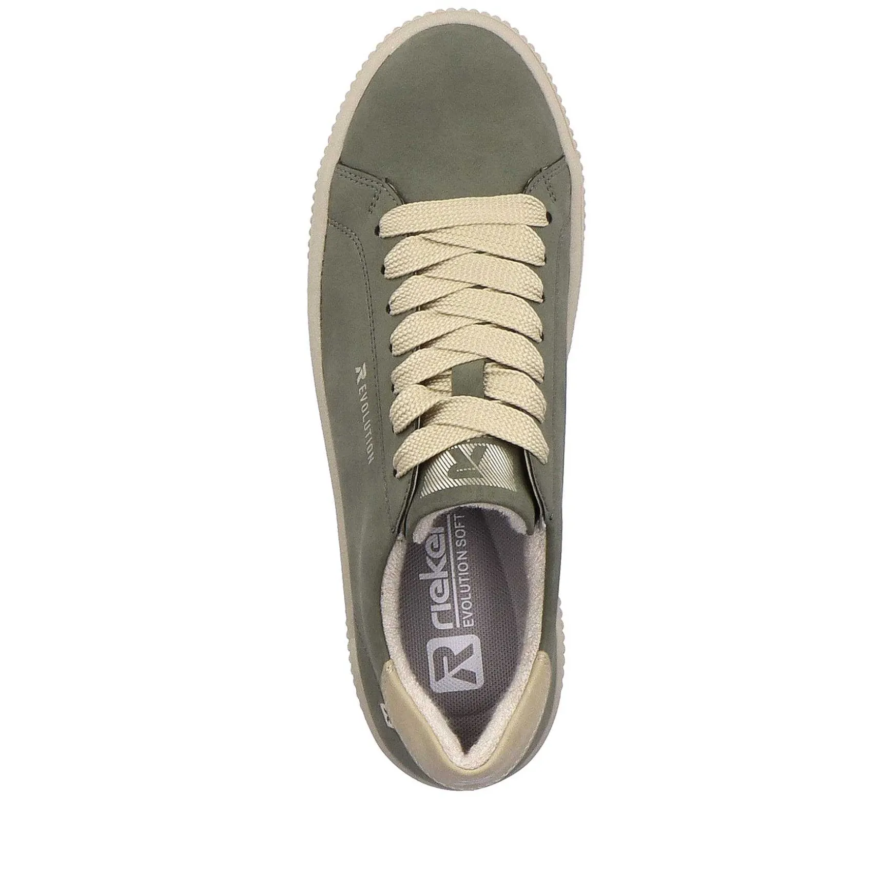 Rieker Women'S Sneaker Low Khaki-Green Cream-Beige