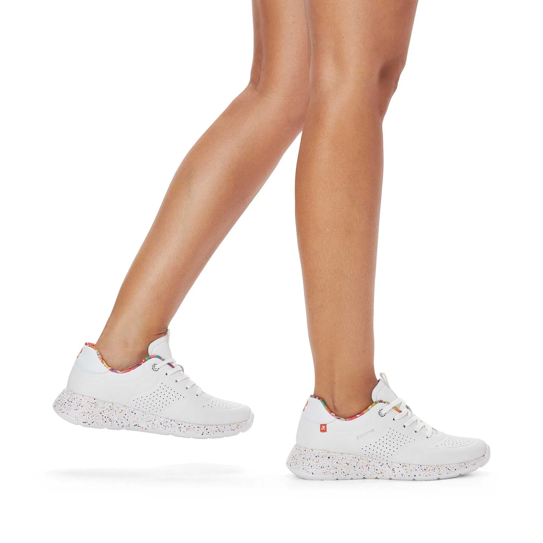 Rieker Women'S Sneaker Low Swan-White Rainbow