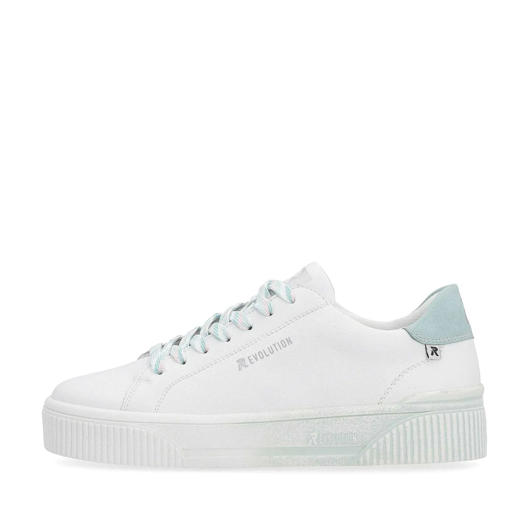 Rieker Women'S Sneaker Low Crystal-White Light-Aqua