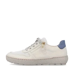 Rieker Women'S Sneaker Low Cream Beige-Royal Blue