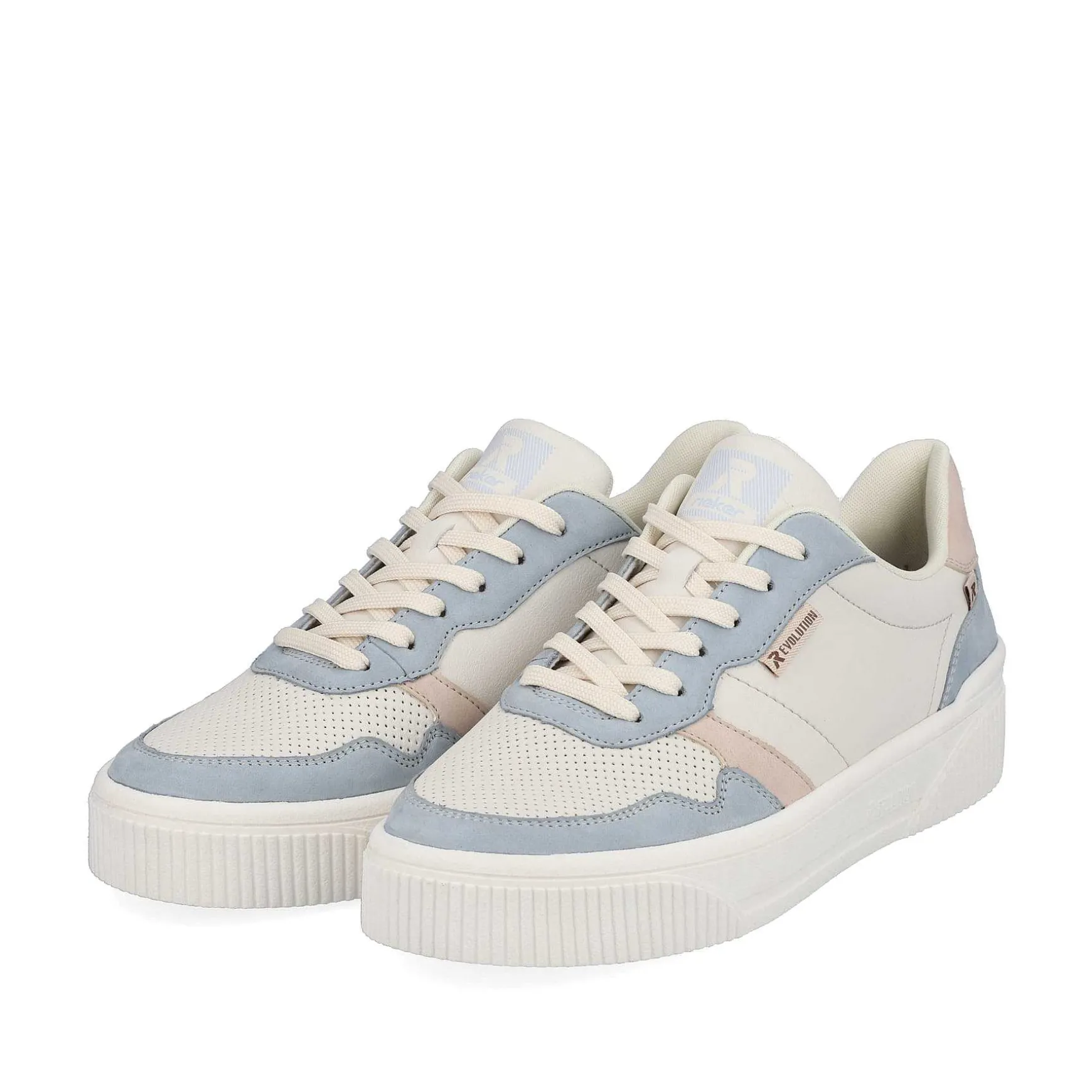 Rieker Women'S Sneaker Low Vanilla-White Light-Blue
