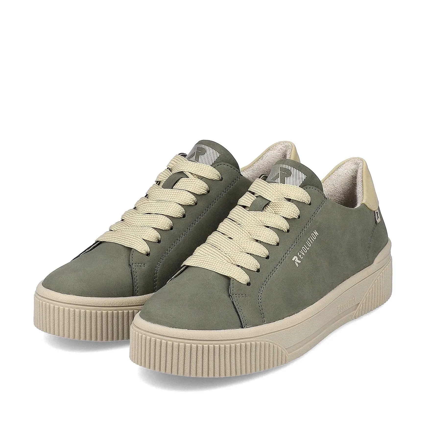 Rieker Women'S Sneaker Low Khaki-Green Cream-Beige
