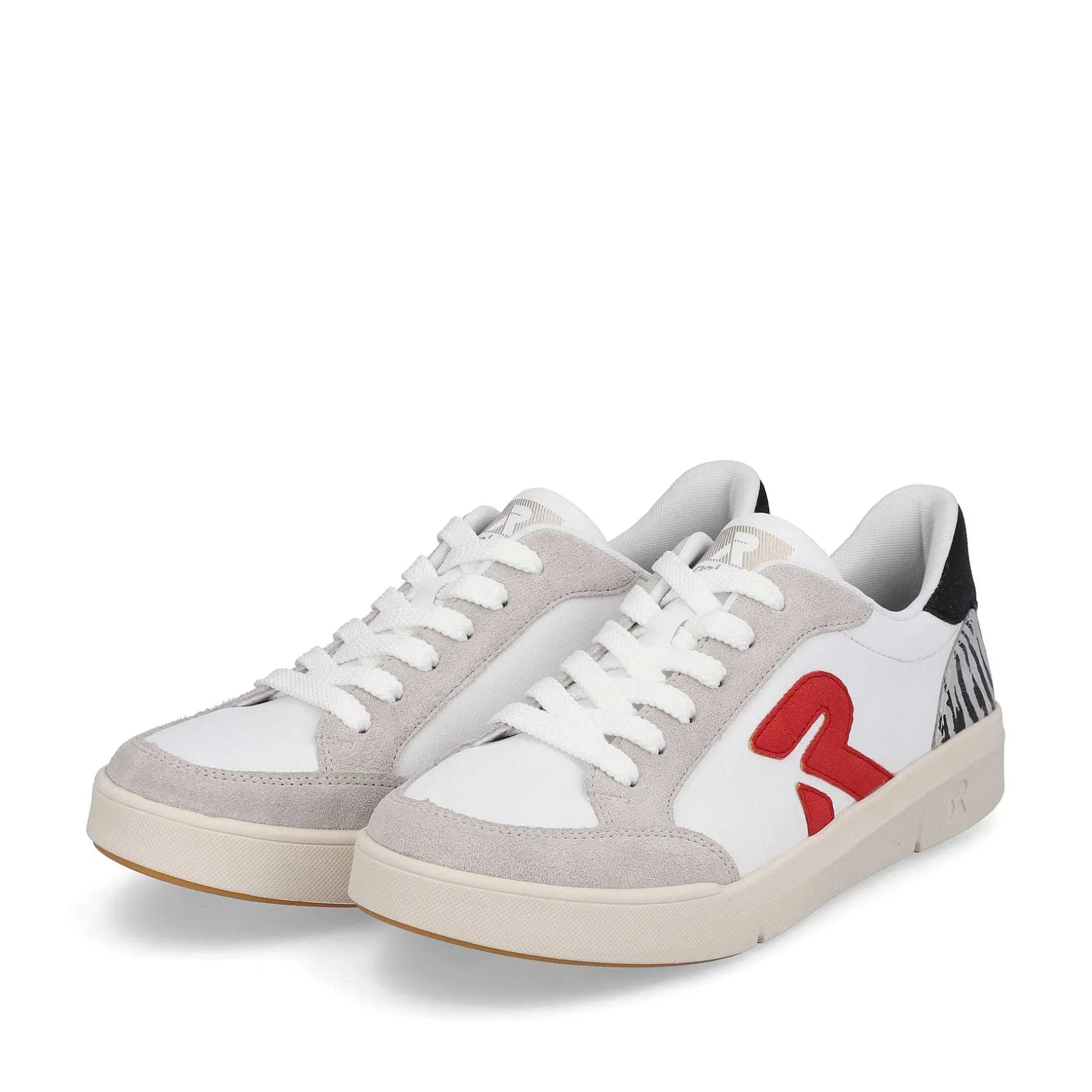 Rieker Women'S Sneaker Low Swan-White Arctic-Grey Zebra
