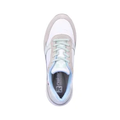 Rieker Women'S Sneaker Low Swan-White Clay-Beige Ice-Blue