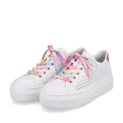 Rieker Women'S Sneaker Low Cream White-Flamigor Pink