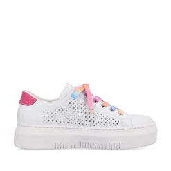 Rieker Women'S Sneaker Low Cream White-Flamigor Pink