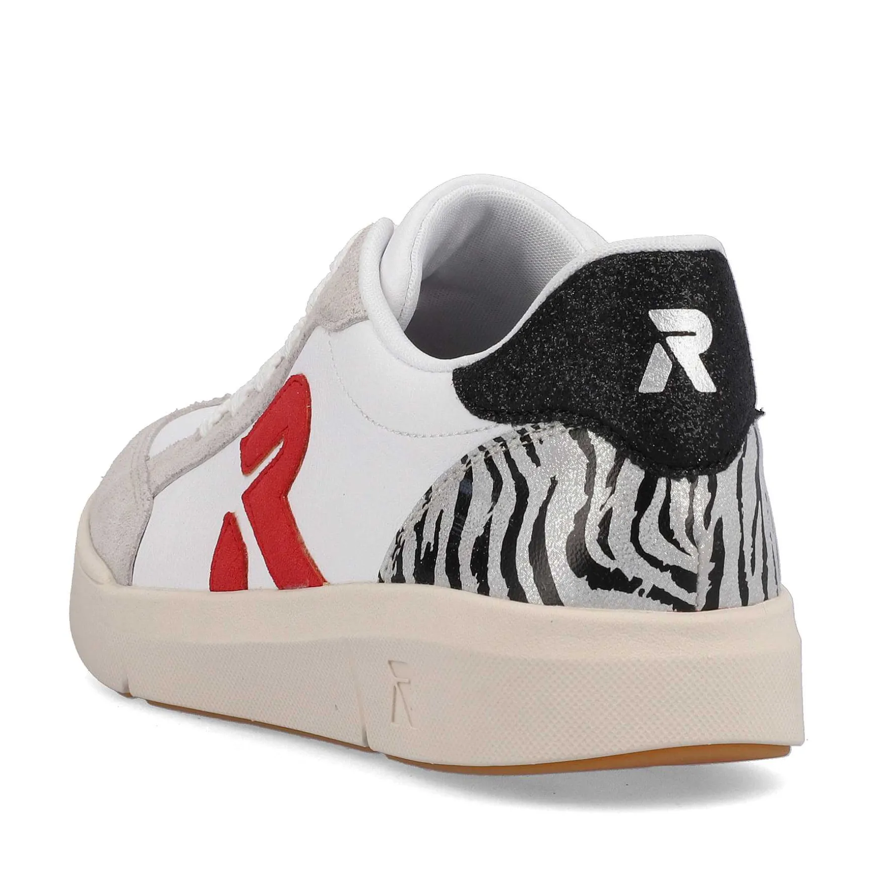 Rieker Women'S Sneaker Low Swan-White Arctic-Grey Zebra