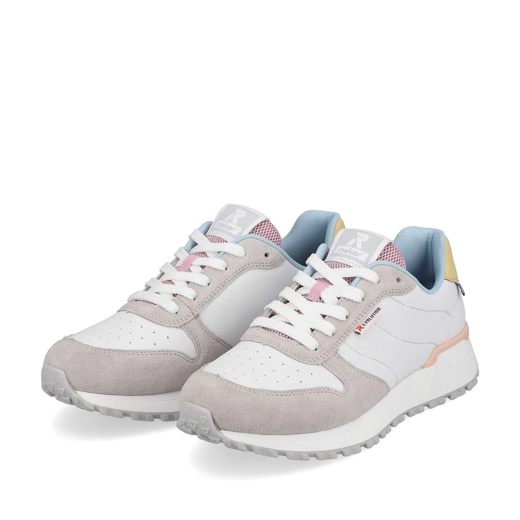 Rieker Women'S Sneaker Low Swan-White Stone-Grey