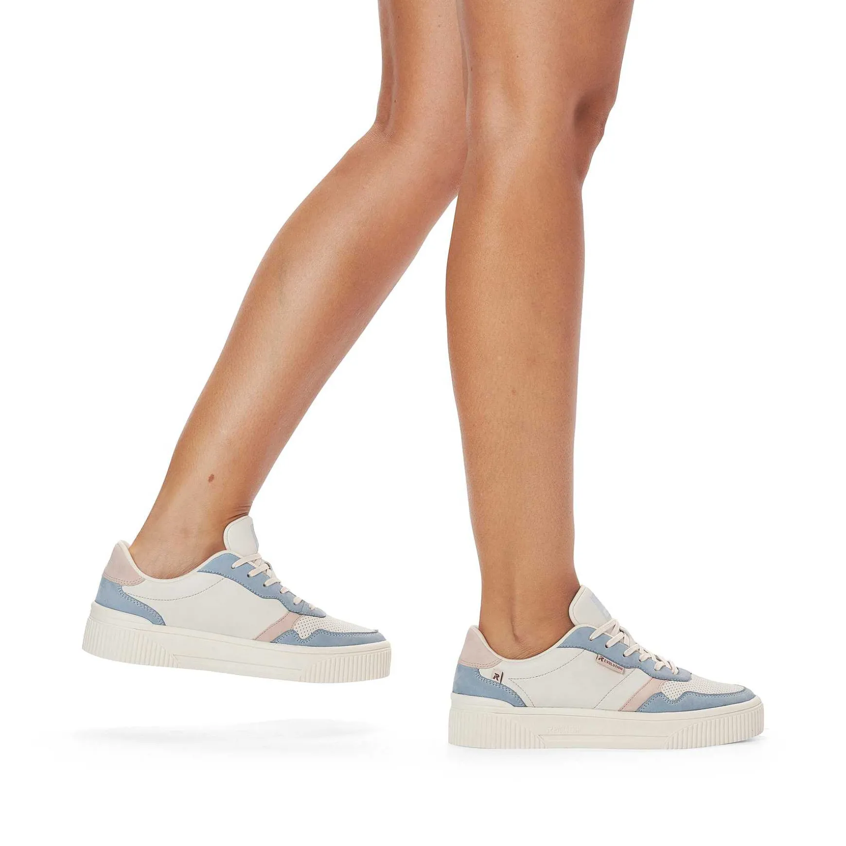 Rieker Women'S Sneaker Low Vanilla-White Light-Blue