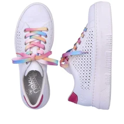 Rieker Women'S Sneaker Low Cream White-Flamigor Pink