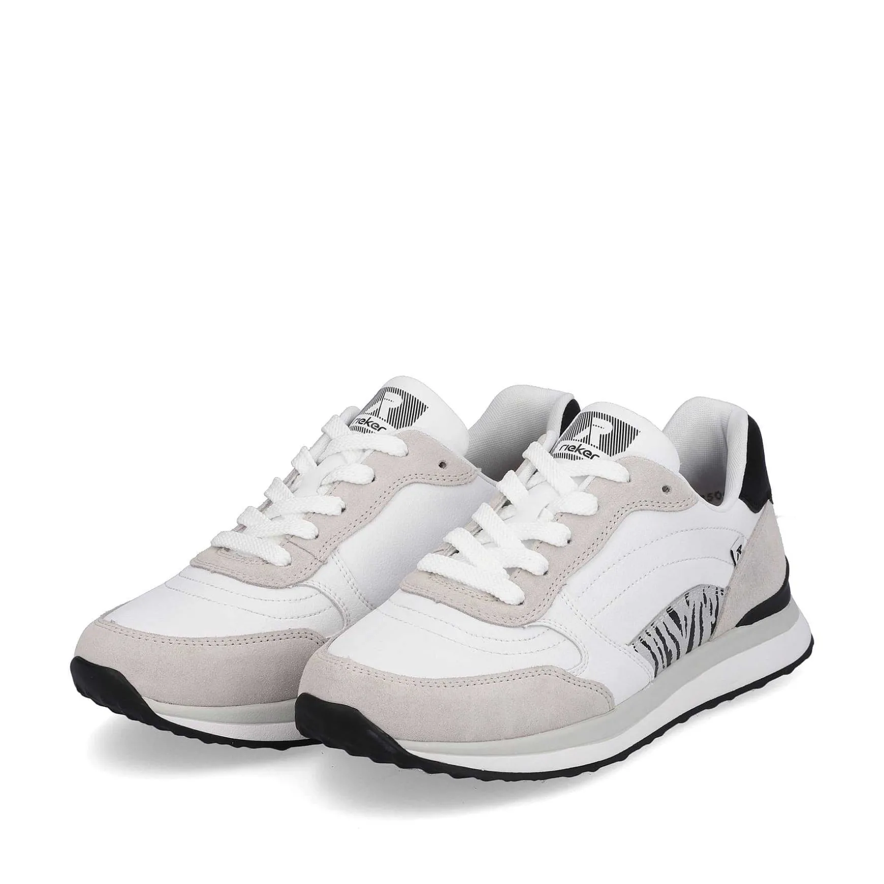 Rieker Women'S Sneaker Low Swan-White Arctic-Grey Zebra