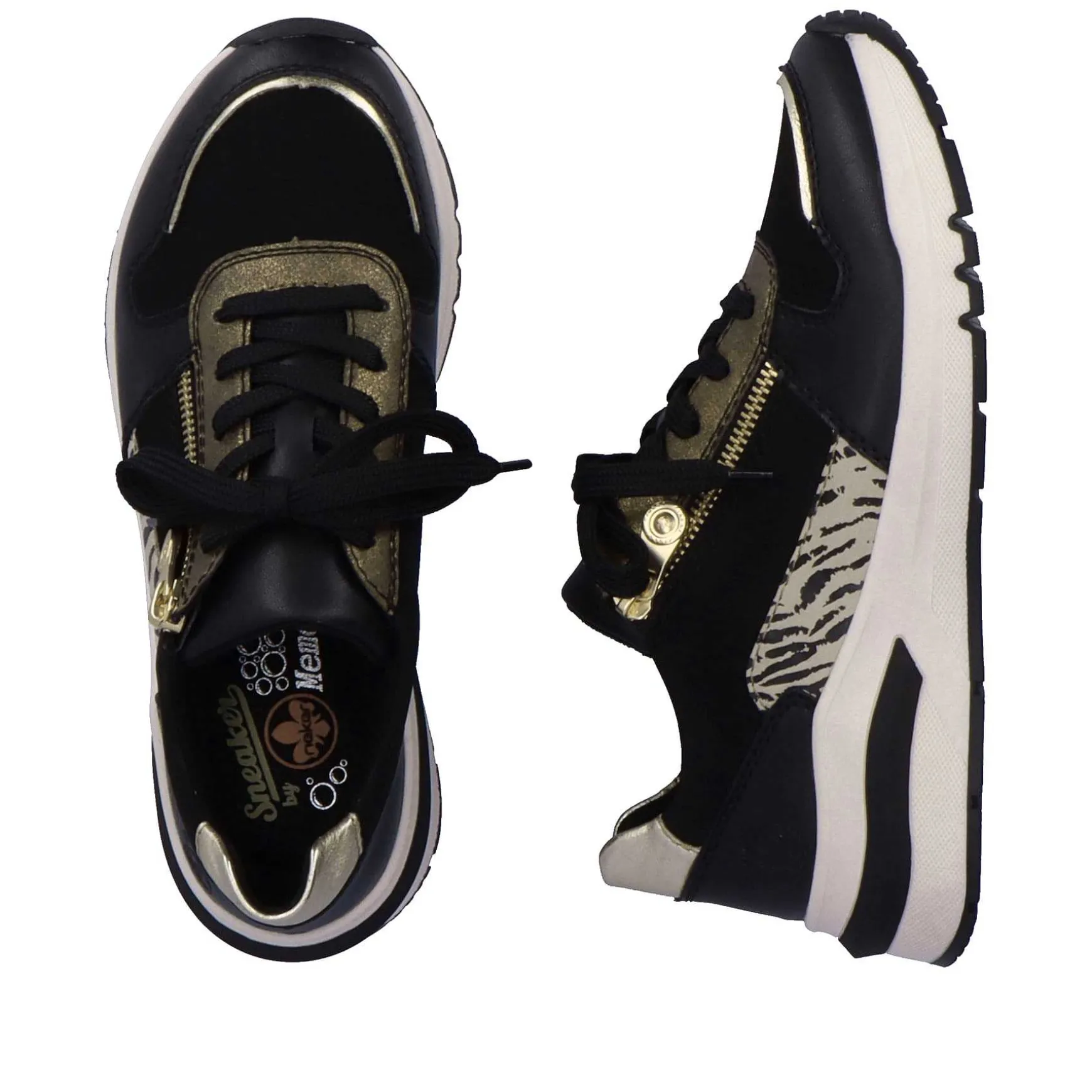 Rieker Women'S Sneaker Low Urban Black-Cream White