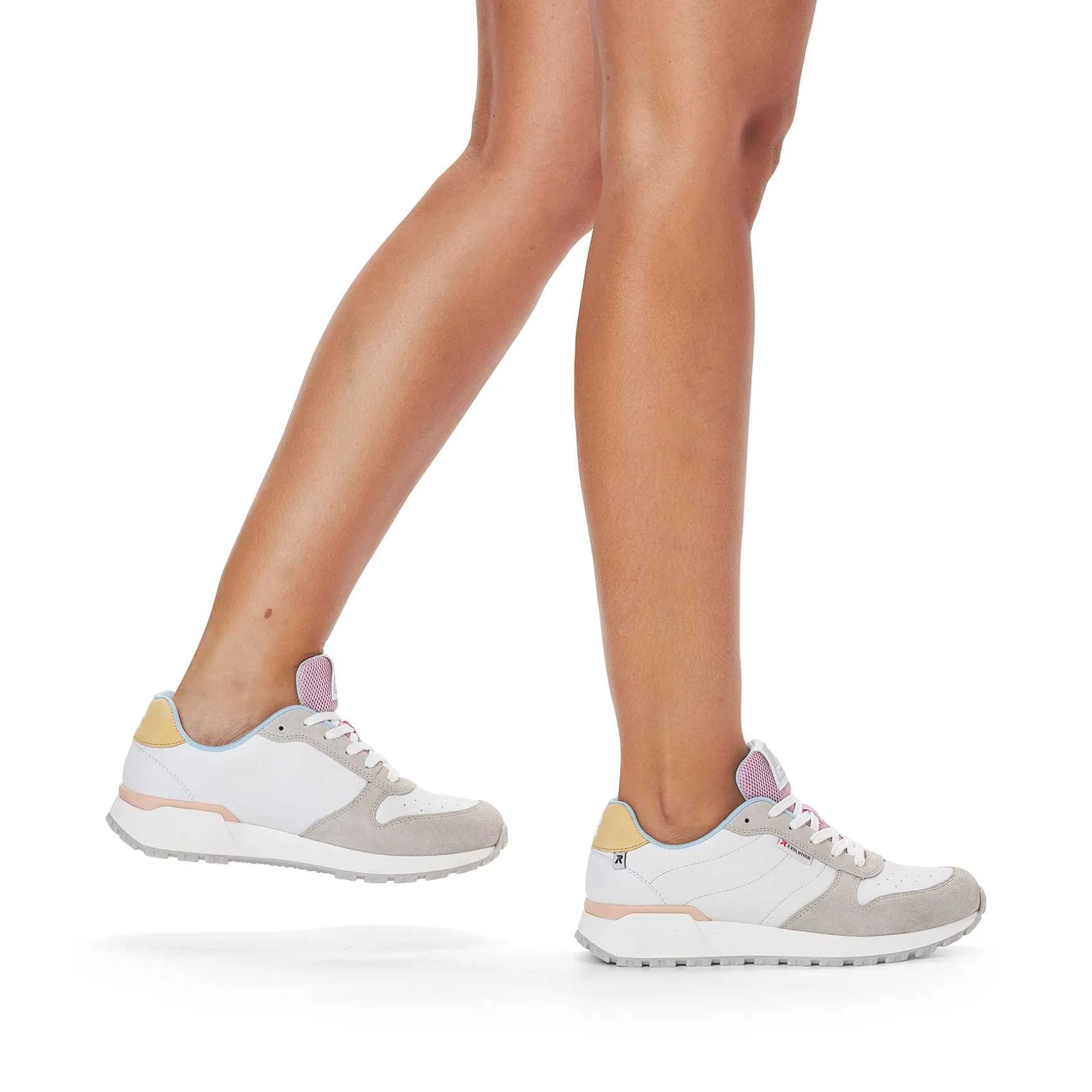 Rieker Women'S Sneaker Low Swan-White Stone-Grey