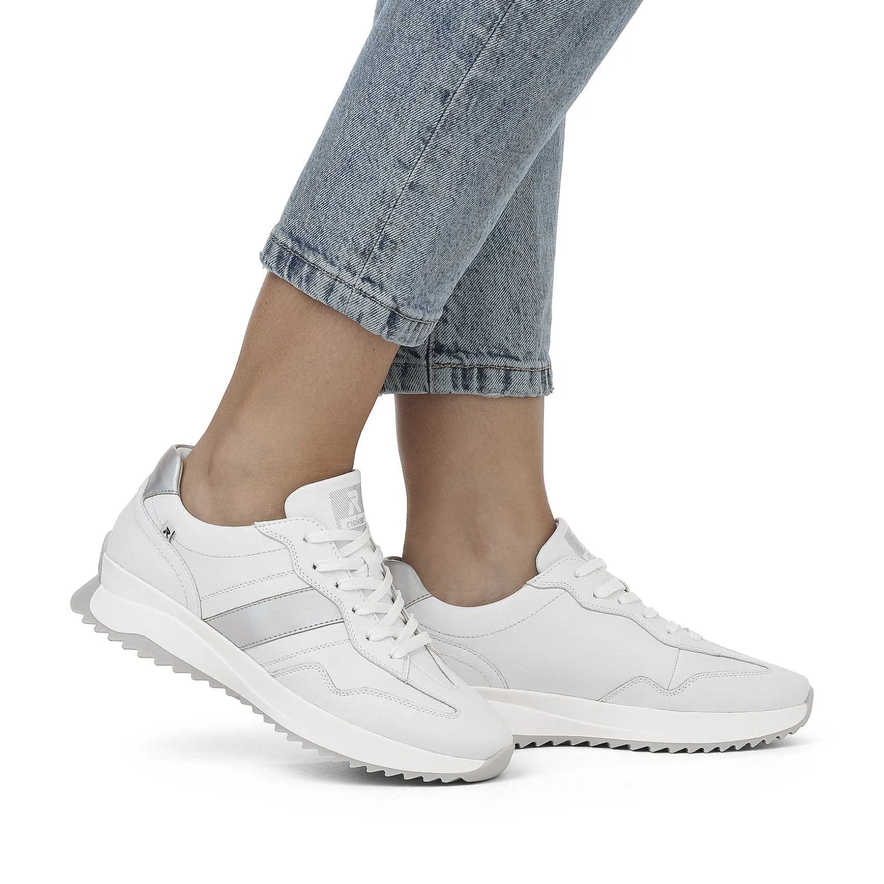 Rieker Women'S Sneaker Low Pearl-White Silver-Metallic