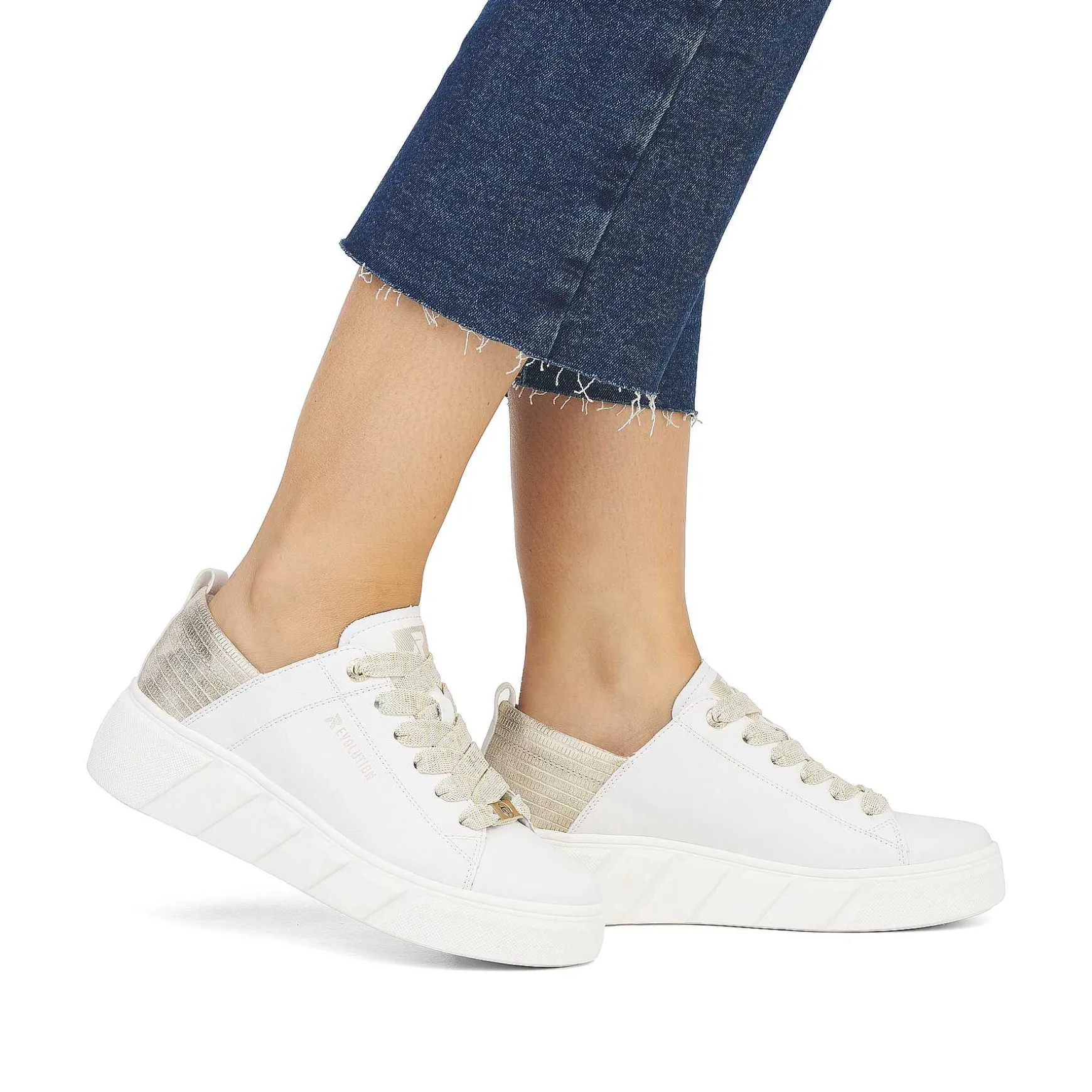 Rieker Women'S Sneaker Low Diamond-White Champagne