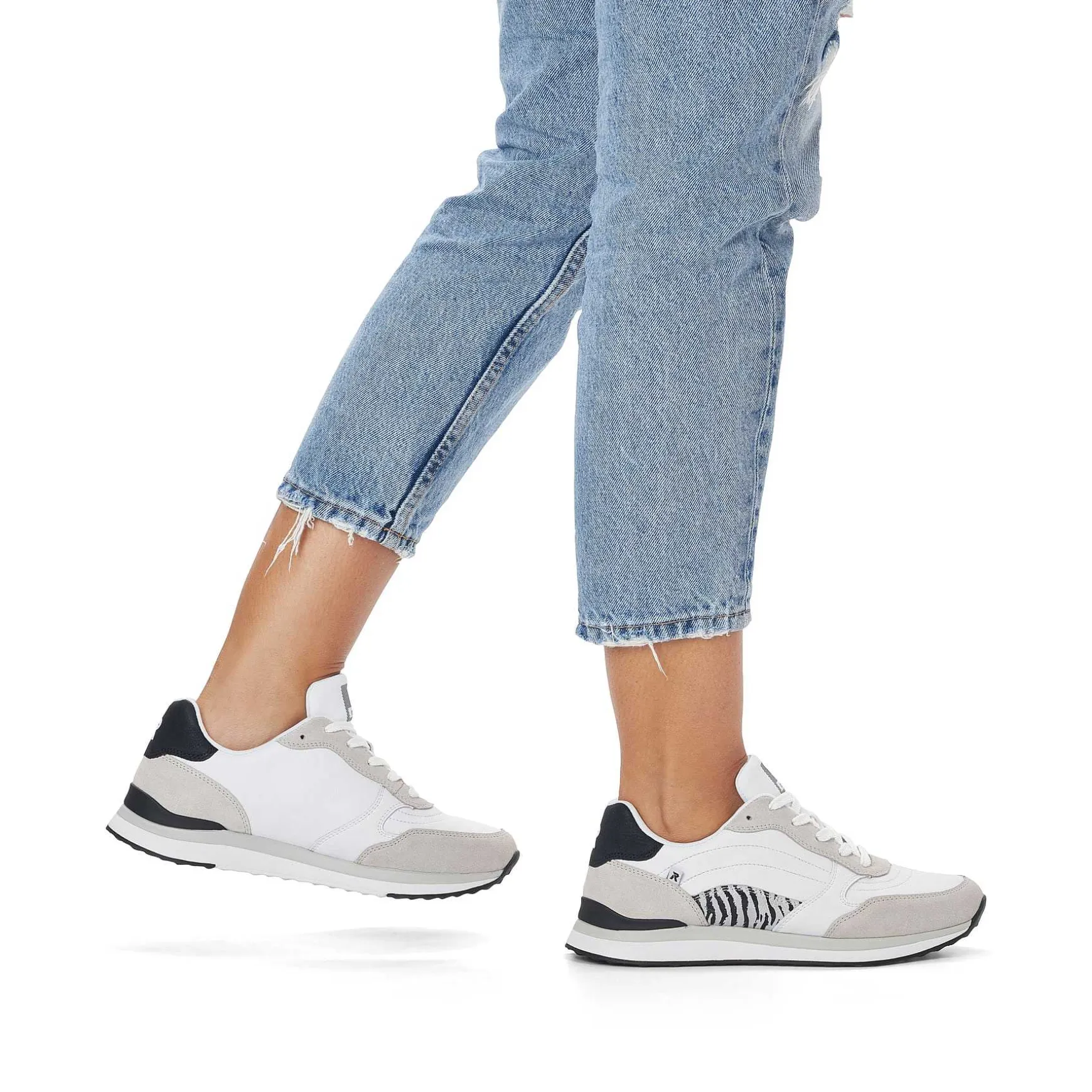 Rieker Women'S Sneaker Low Swan-White Arctic-Grey Zebra
