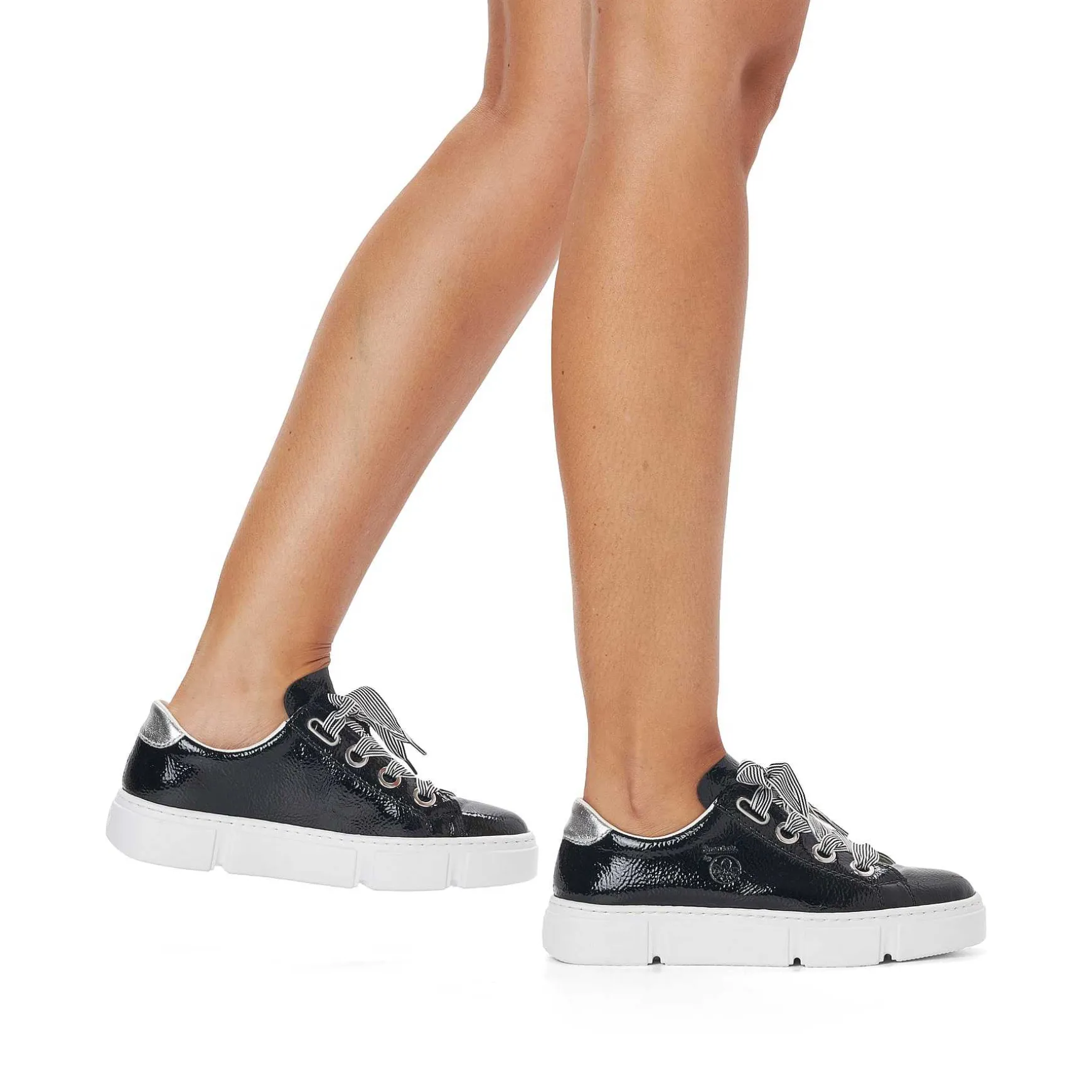 Rieker Women'S Sneaker Low Glossy Black