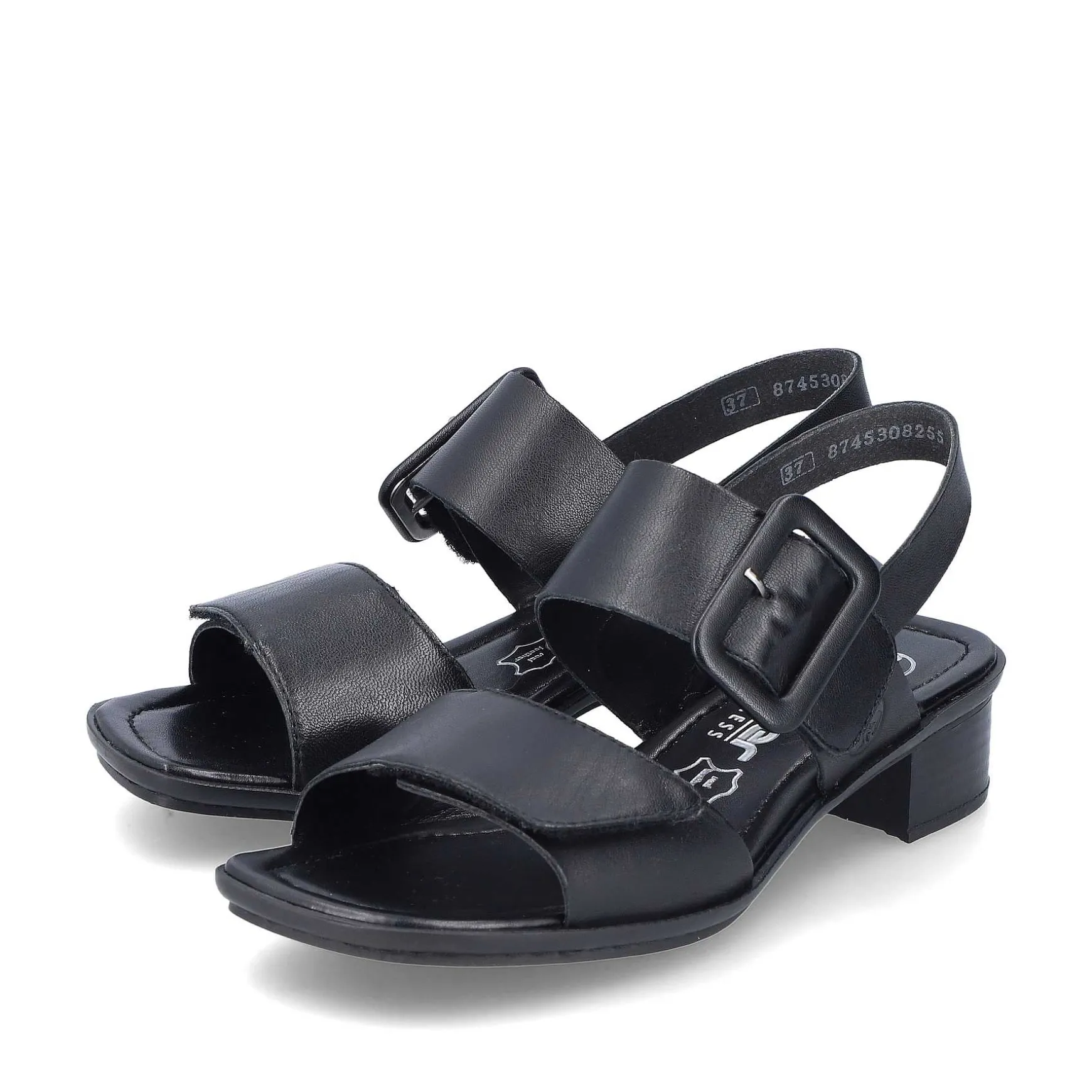 Rieker Women'S Strappy Sandals Glossy Black