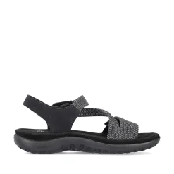 Rieker Women'S Strappy Sandals Asphalt Black