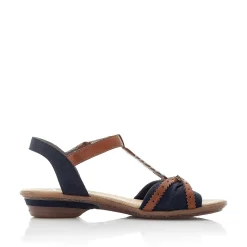 Rieker Women'S Strappy Sandals Sea Blue-Brown