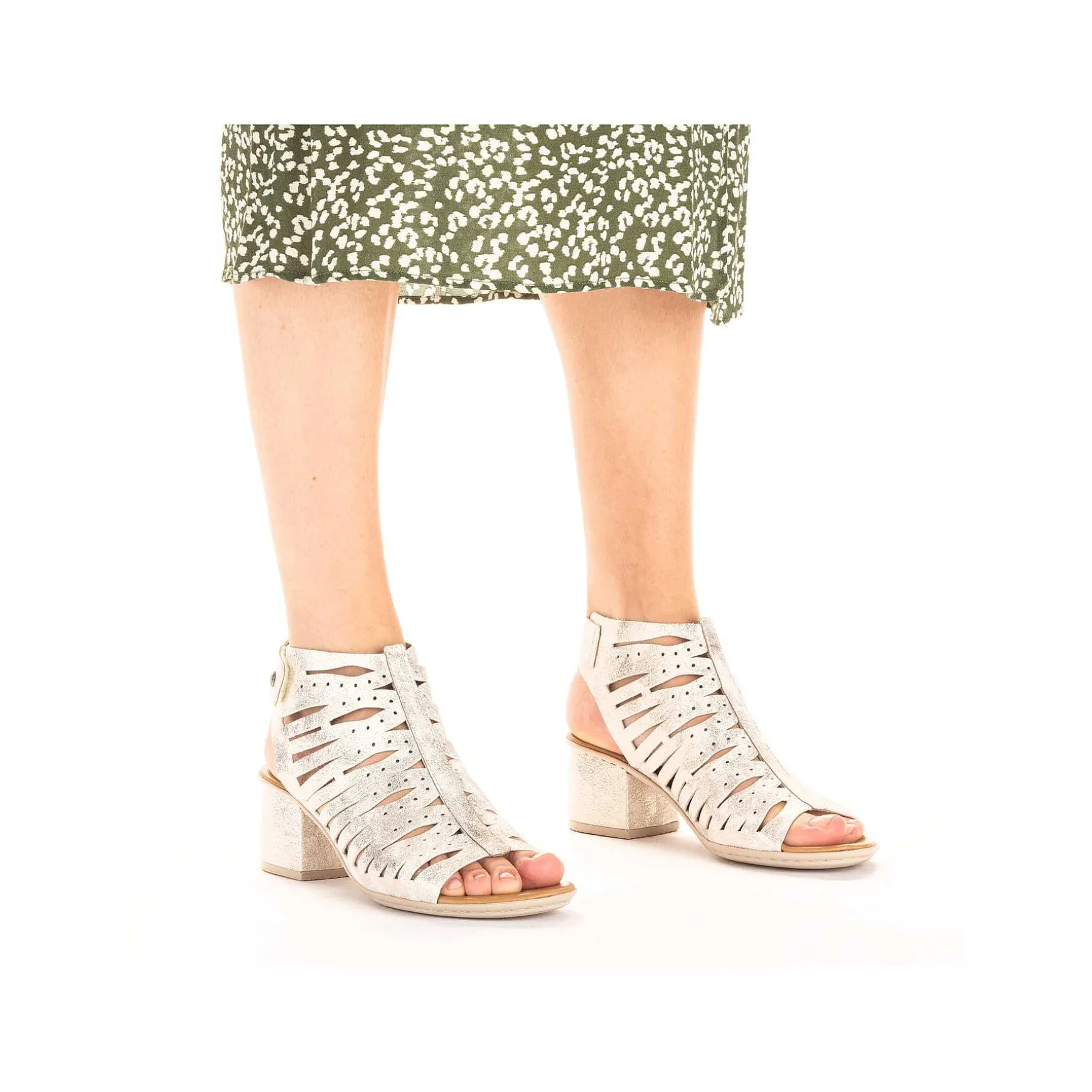 Rieker Women'S Strappy Sandals Silver Metallic