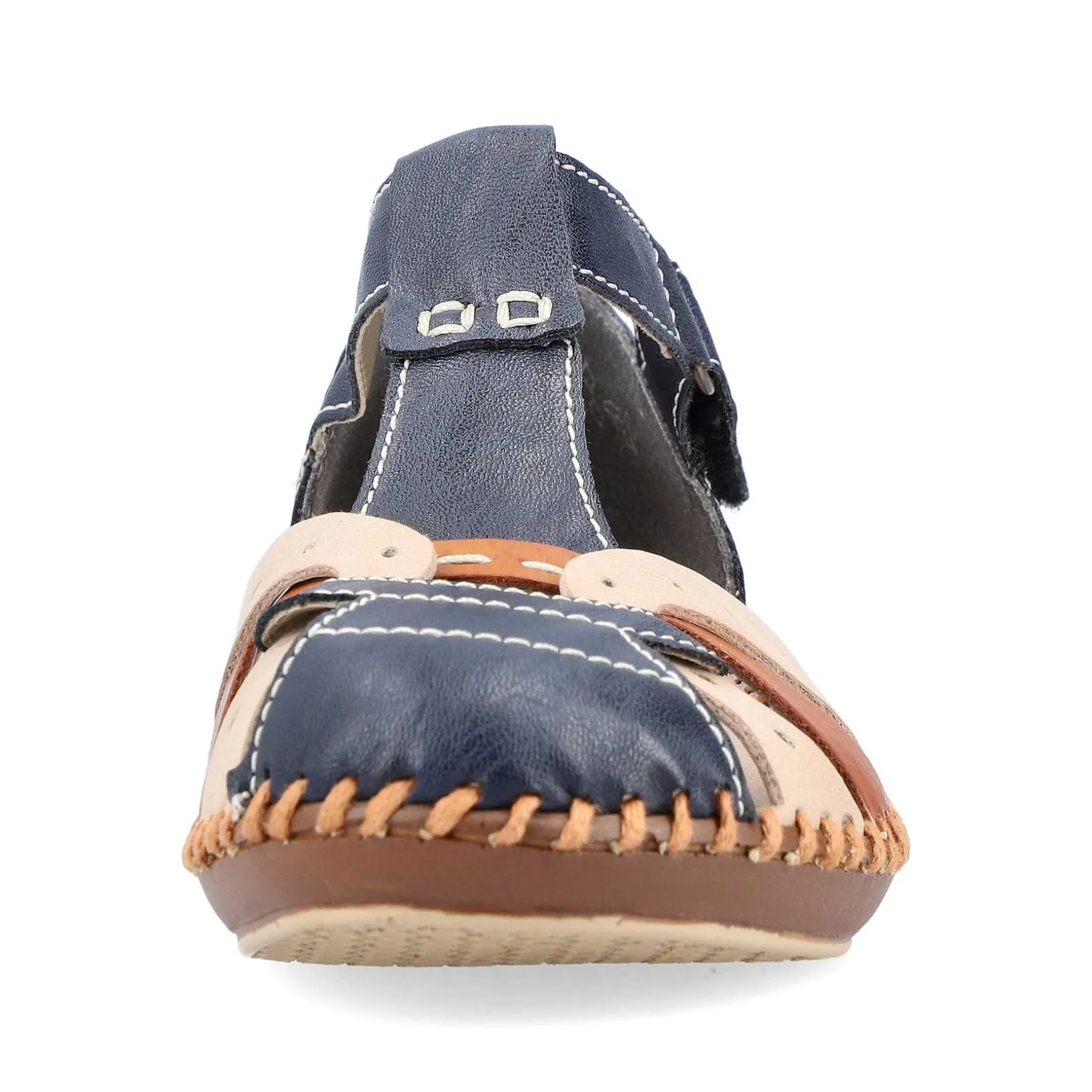 Rieker Women'S Strappy Sandals Navy Blue-Beige