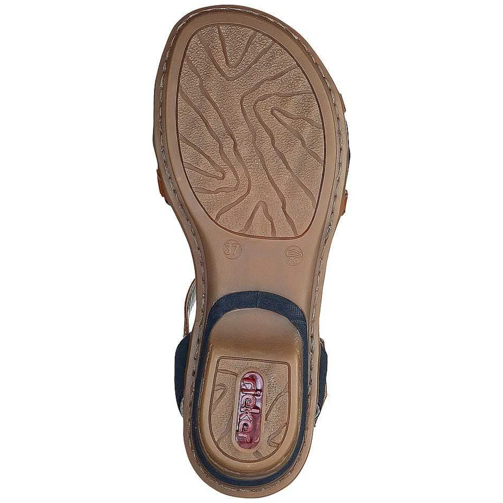 Rieker Women'S Strappy Sandals Sea Blue-Brown