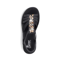 Rieker Women'S Strappy Sandals Asphalt Black