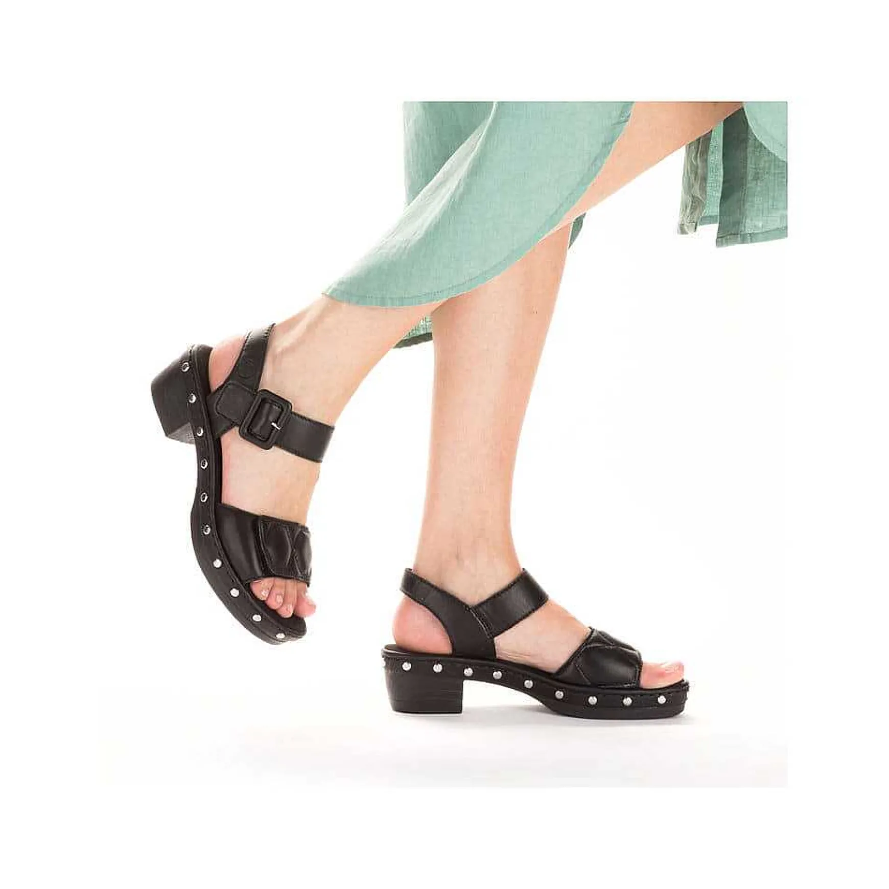 Rieker Women'S Strappy Sandals Asphalt Black