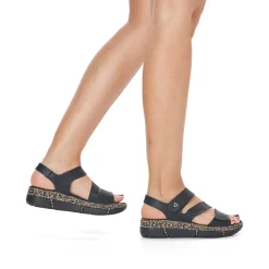 Rieker Women'S Strappy Sandals Asphalt Black