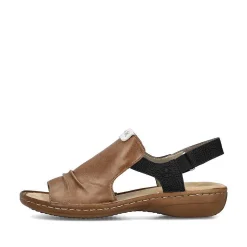 Rieker Women'S Strappy Sandals Nut Brown-Deep Black