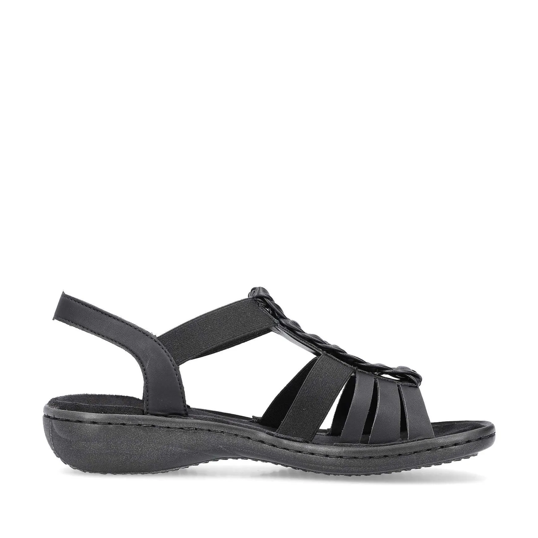 Rieker Women'S Strappy Sandals Asphalt Black
