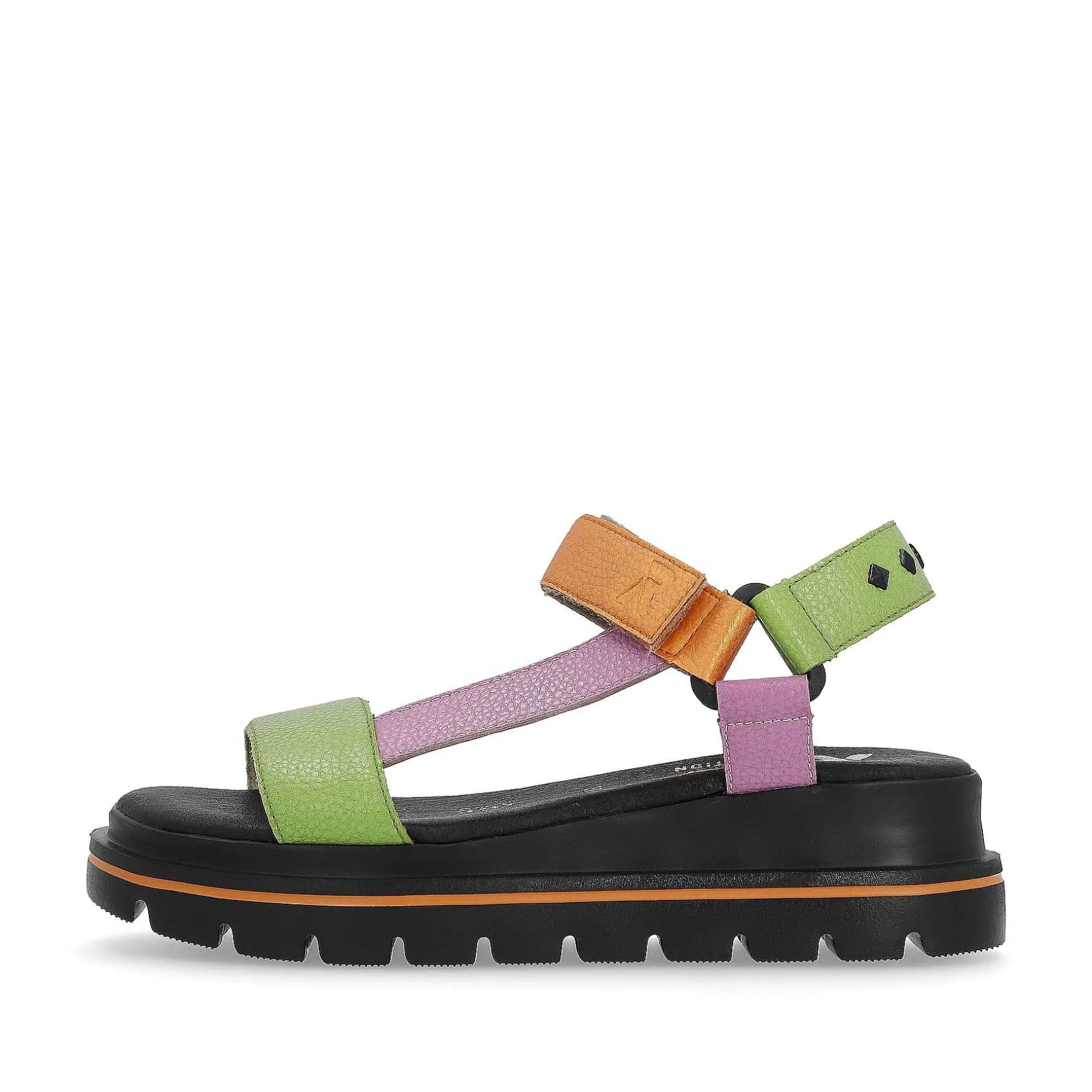 Rieker Women'S Strappy Sandals Black-Green-Pink-Orange