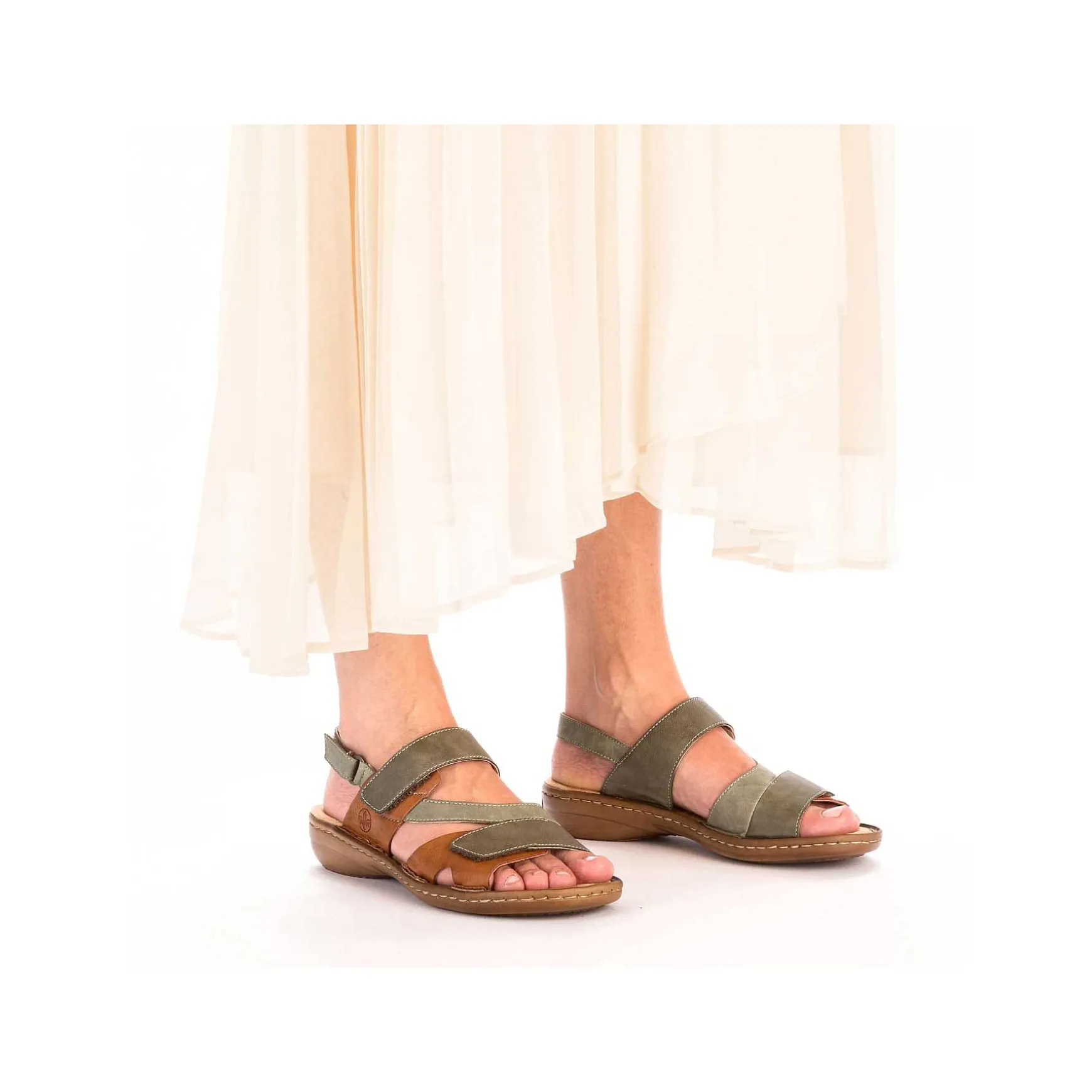 Rieker Women'S Strappy Sandals Green Grey