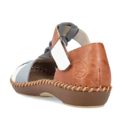 Rieker Women'S Strappy Sandals Sky Blue-Nut Brown