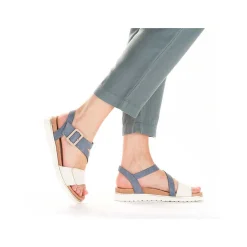 Rieker Women'S Strappy Sandals Pacific Blue-Old White