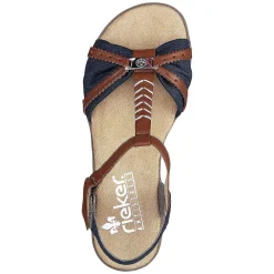 Rieker Women'S Strappy Sandals Sea Blue-Brown