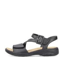 Rieker Women'S Strappy Sandals Asphalt Black