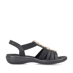Rieker Women'S Strappy Sandals Asphalt Black