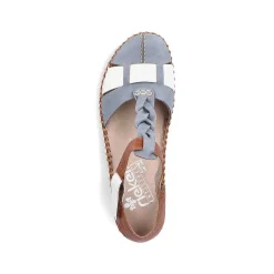 Rieker Women'S Strappy Sandals Sky Blue-Nut Brown