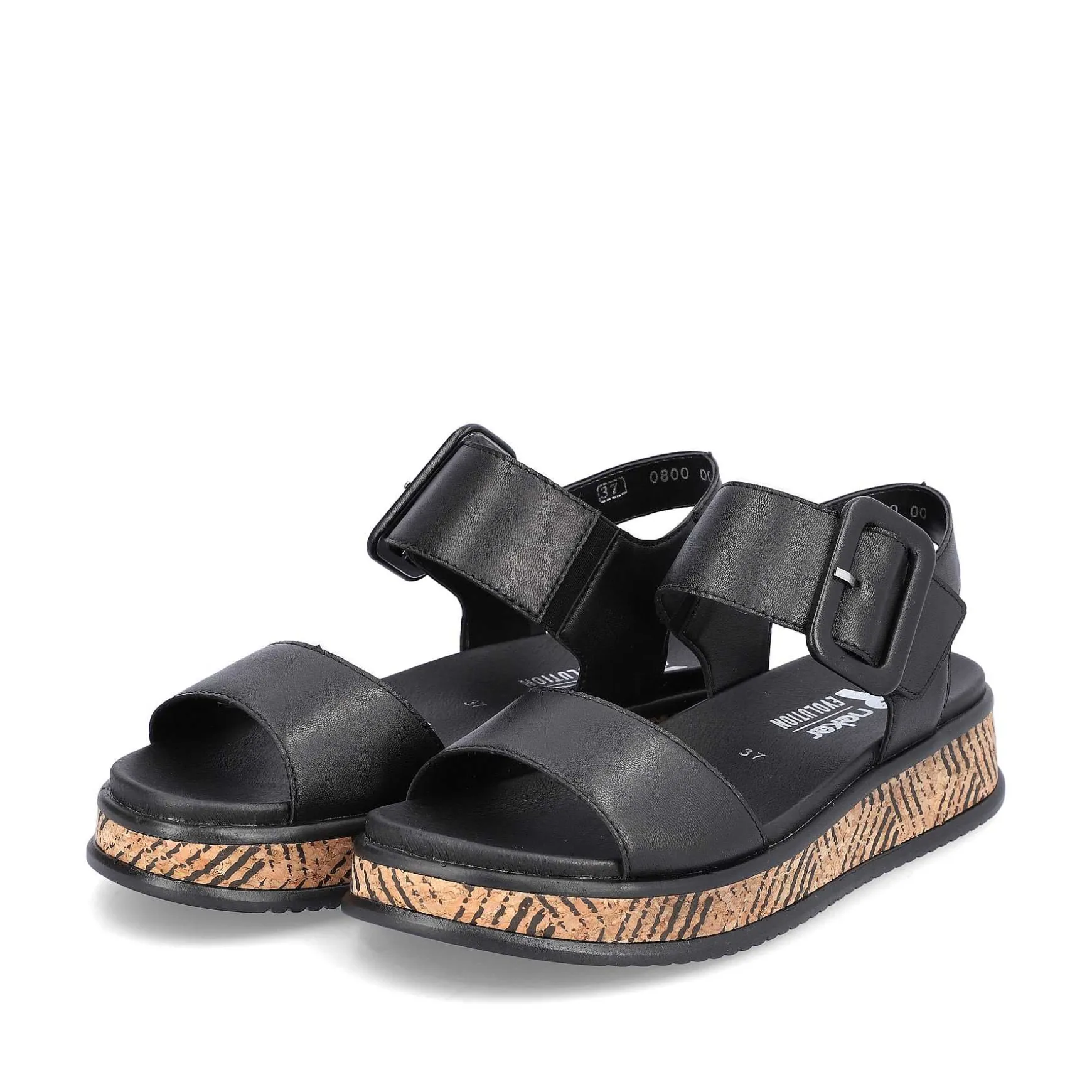 Rieker Women'S Strappy Sandals Midnight Black