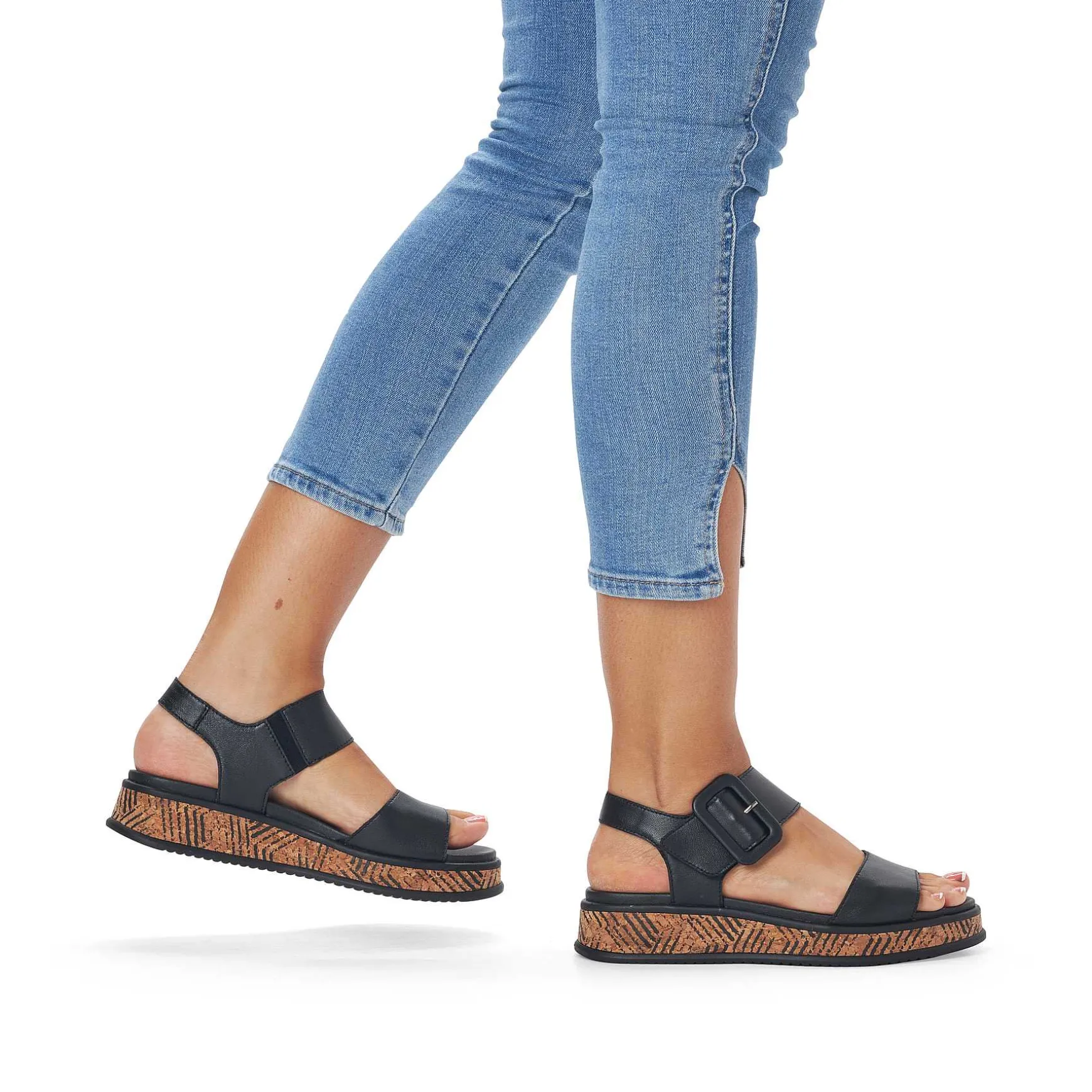 Rieker Women'S Strappy Sandals Midnight Black