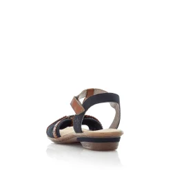 Rieker Women'S Strappy Sandals Sea Blue-Brown