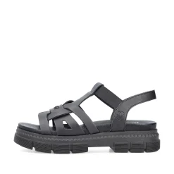 Rieker Women'S Strappy Sandals Asphalt Black