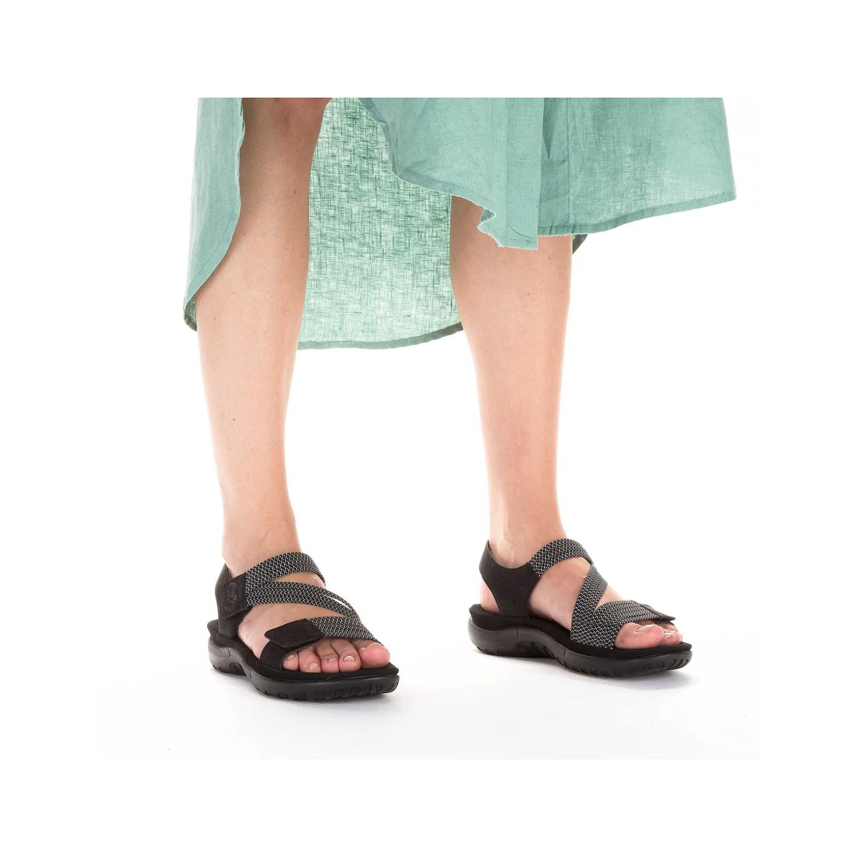 Rieker Women'S Strappy Sandals Asphalt Black