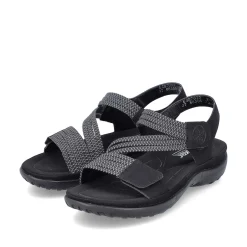 Rieker Women'S Strappy Sandals Asphalt Black